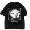 Ibuprofen Cat Graphic T-shirts for Men Women Summer Casual Fashion Funny High Street Vintage Y2K Crew Neck Short Sleeve Tees