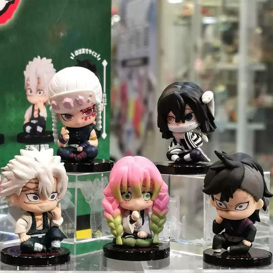 15pcs Demon Slayer Model Toy Anime Kimetsu no Yaiba Q Version Sitting Tanjiro Nidouzi Inosuke Zenizu Figural Plaything PVC Model Gift