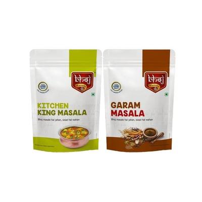 Bhoj Masale Kitchen King A Garam Masala Prášek Kombinovaný Balíček 200g Každý | Aromatické Džinistické Koření Chuťově Bohaté Indické Vaření | Chuťově Bohaté Vaření