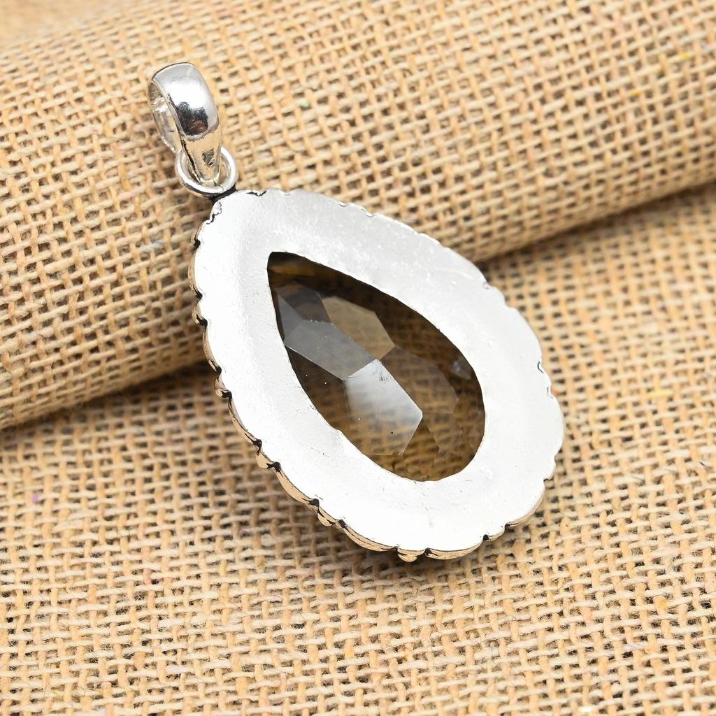Rookkwarts Edelsteen Sieraden Handgemaakt 925 Sterling Zilver Hanger Voor Huwelijksgeschenk