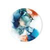 Abstract Art Coasters  for Drinks Tabletop Protection Teal Watercolor Round Enamel Coasters Set with Cork Base Housewarming Gift