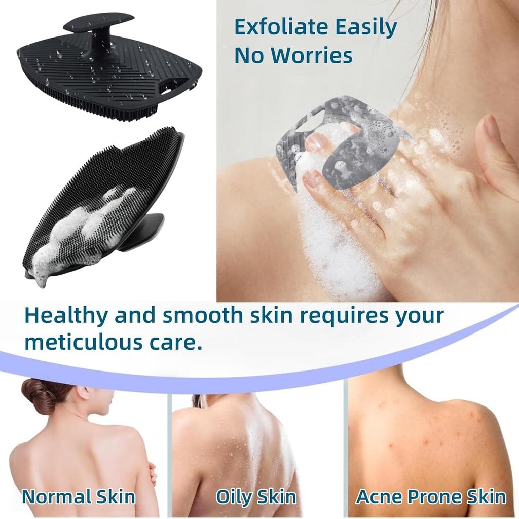 Exfoliating Silicone Brush Cleanser No Slip Handle Body Scrubber Clean Tools Bath Black Brush Massage Skin Bathroom Accessories