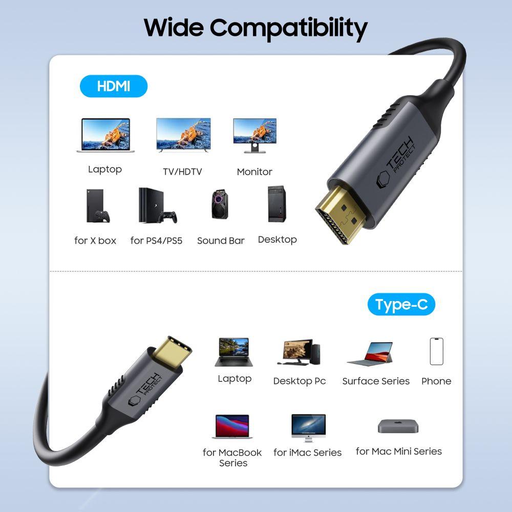 Tech-Protect Ultraboost Type-C To Hdmi 2.0 4K 60Hz 180Cm Black
