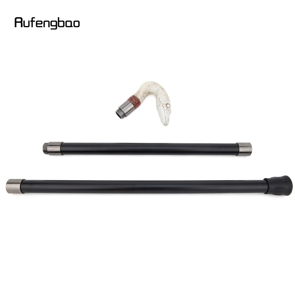 White Resin Snake Cobra Python Head Walking Cane Fashion Decorative Steel Stick Gentleman Elegant Cosplay Cane Knob Crosier 93cm