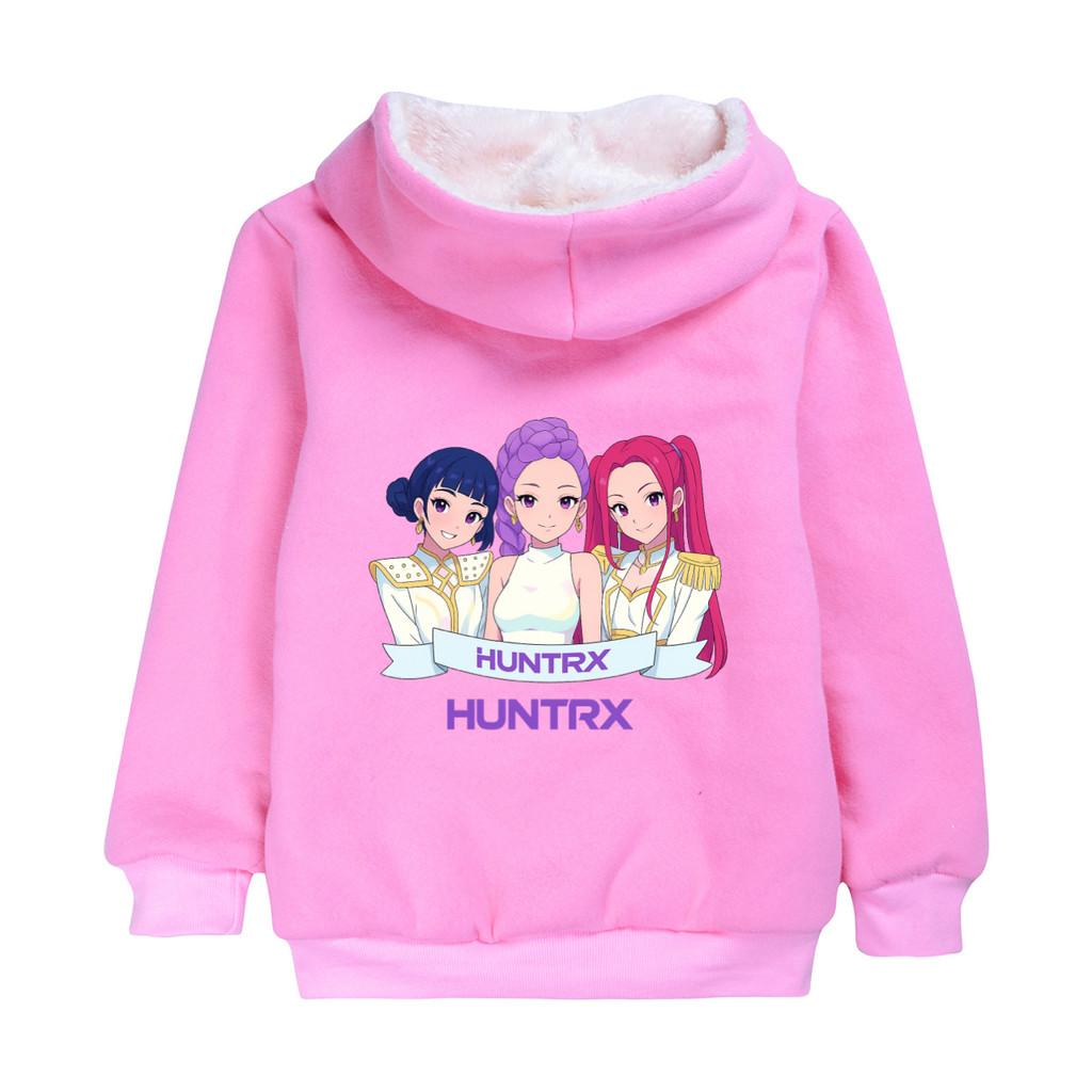 5026 Kids Girls Kpop Zoey Mira Rumi Print Huntrix Long Sleeves Velvet Warm Clothes Jacket