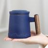 Large Capacity Ceramic Tea Water Separation Cup Wooden Handle Coffee Cup Kung Fu Tea Set  Business