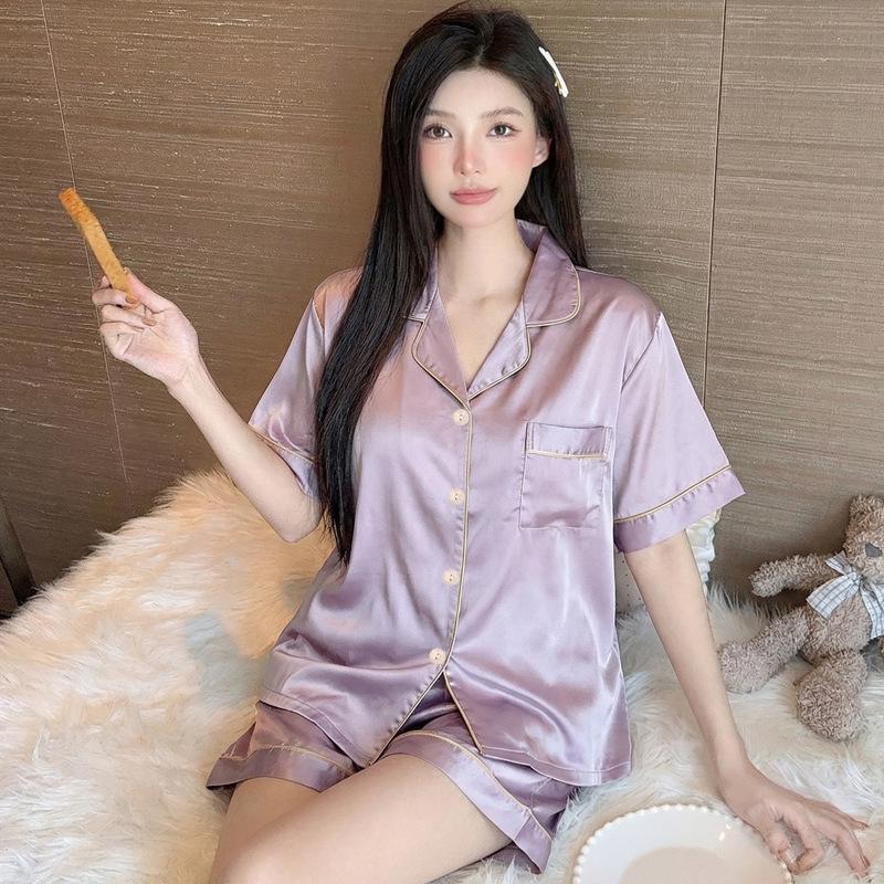 Sommerpyjama aus Eisseide im süßen Stil für Damen – kurzärmlige, coole und stylische Homewear