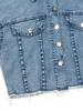 European-American Fashion Frayed Edge Denim Jacket: Elegant Casual Women's Short Top with Front Button