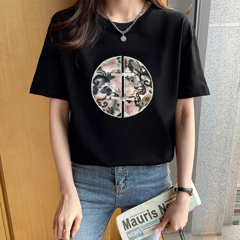 VEZFAA Damenmode Casual Sommer Frühling Kurzarm O-Ausschnitt Blusen & Hemden