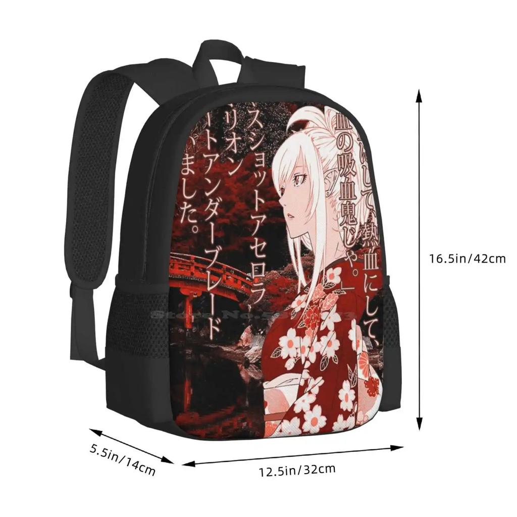 Kiss-Shot Yukata School Bag Big Capacity Backpack Laptop Kiss Shot Acerola Heart Under Blade Yukata Aesthetic Red Quote