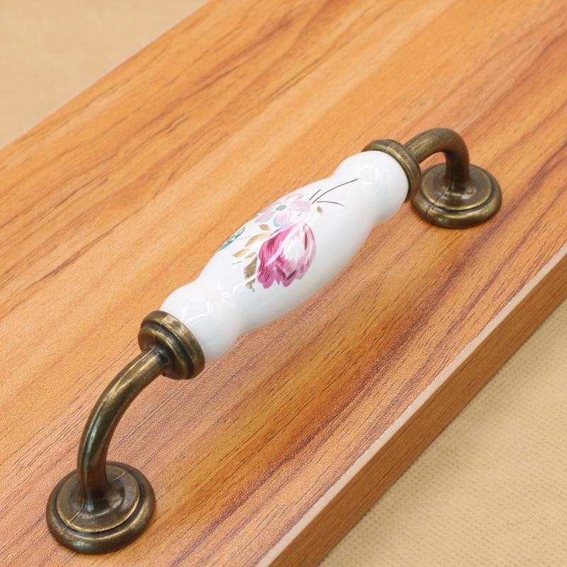 Evropská moderní zelená bronzová keramická úchytka pro zásuvku skříňky nebo šatníku