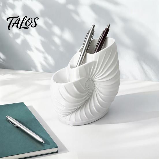 Conch Toothbrush Holder 3D Printed Holder, Sea Snail Decorative Organizer Stand, Desktop Storage Rack with 3 Compartments Shape Pen Cup