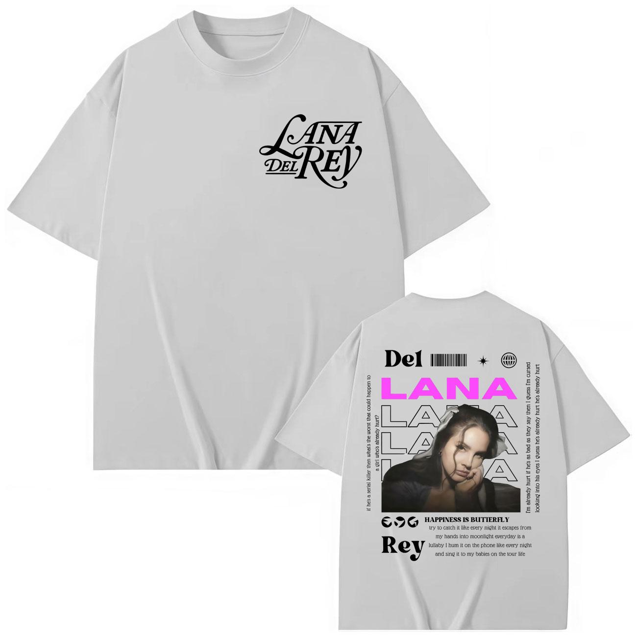 

Singer Lana Del Rey Merch T-shirt Men Women Clothing Fashion Aesthetic T-shirts Summer High Quality Cotton T Shirts 2XL