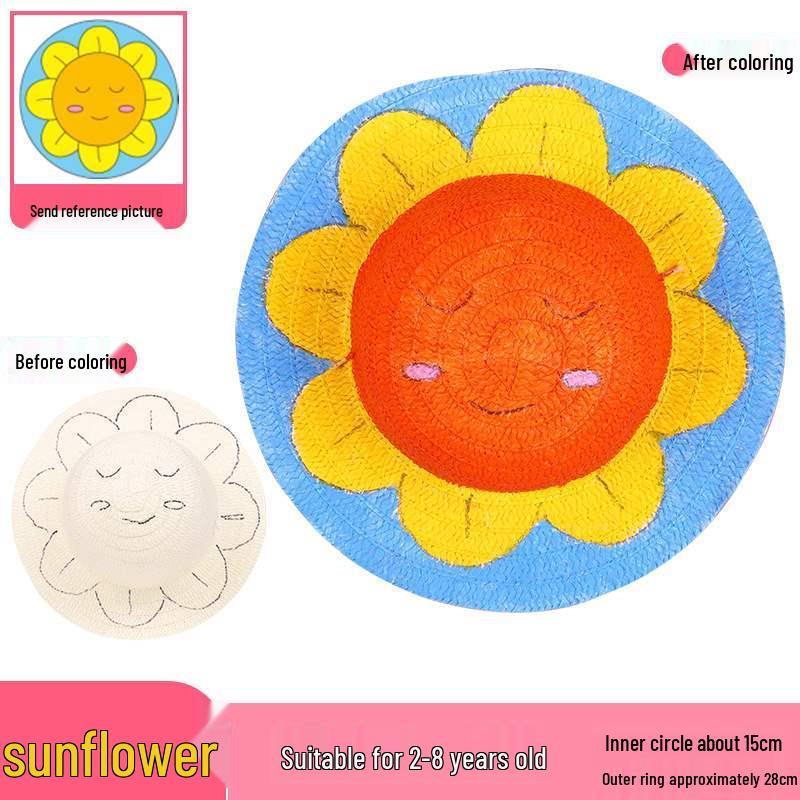Child's DIY Painted Straw Hat Kit - Creative Art & Coloring for Kindergarten