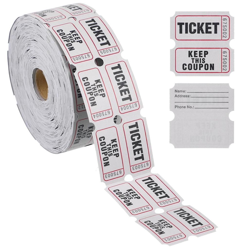 NOLITOY Event Raffle Coupon Lottery Game Sequential Roll of For Gray Tickets, Tickets, Tickets, Tickets, Tickets, Numbers, 1000, Perforated, Parties,