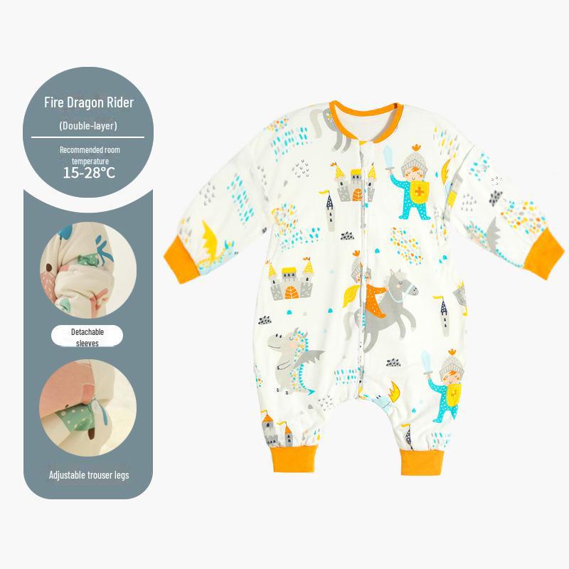 Sac de dormit pentru bebeluși Inxiuli din bumbac pur, cu picioare separate, anti-lovire, îngroșat pentru toamnă și iarnă