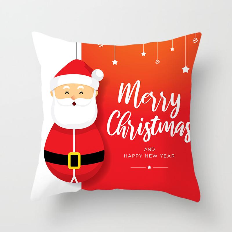 Cartoon Santa Claus Pillowcase Sofa Kids Room Decoration Merry Christmas Cushion Cover