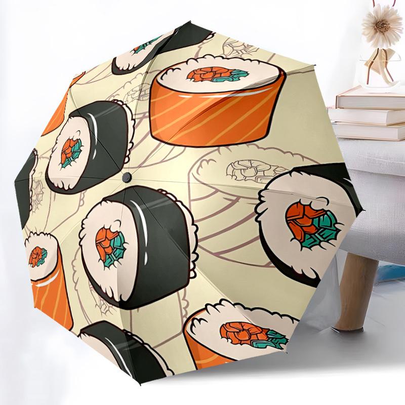 

1pc Sushi Rolls Automatic Opening/Closing Folding Umbrella with 8 Ribs, Portable Sunshade Umbrella Birthday and Holidays gifts yy250105088