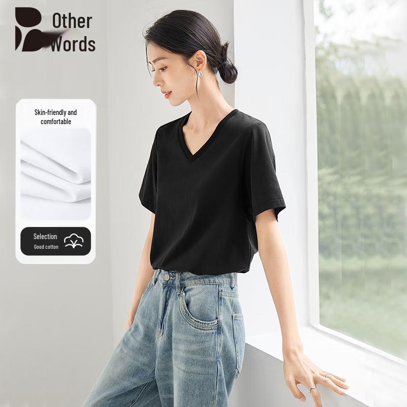 Women s V-Neck Short Sleeve Cotton T-Shirt XL