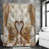 Waterproof Shower Curtain With Hooks, Bathroom Accessories, Interior Decoration Rose Gold Goose Print Shower Curtain, Beautiful,