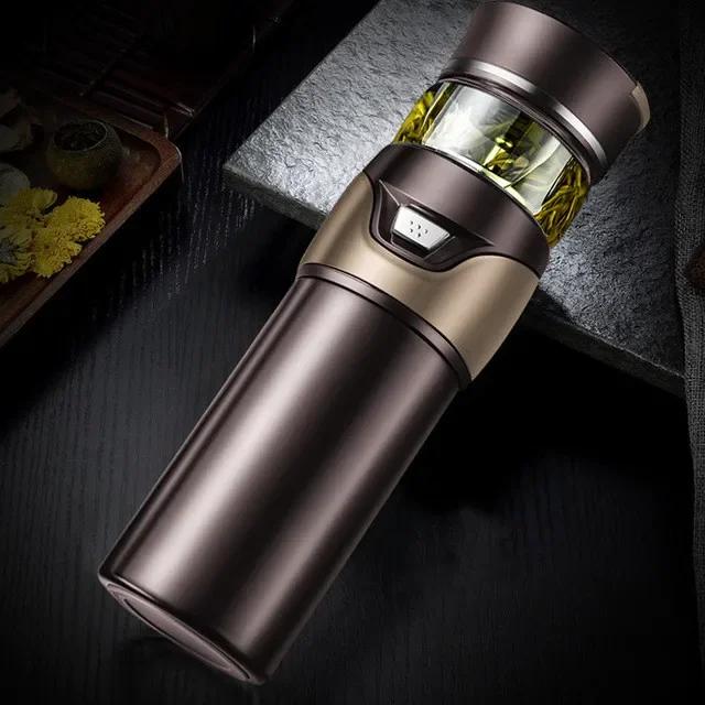 Tea Water Separation Thermos Bottle Stainless Steel Tea Strainer Thermos Infuser Tumbler Vacuum Flask With Tea Filter Two Cover