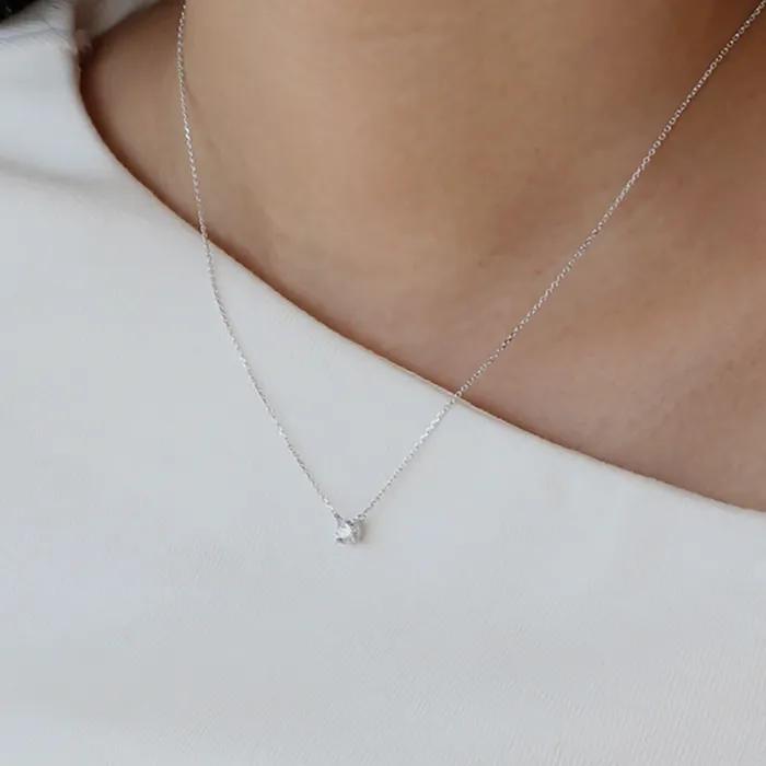 [White Gold] Basic Cubic Necklace (L)