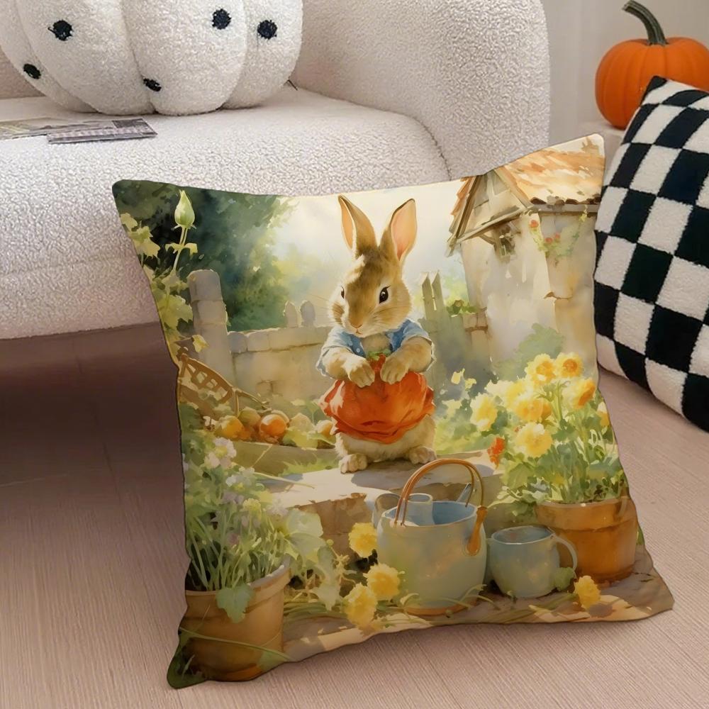 Classic Cute British PPeter Rabbit Cushion Cover Throw Pillow Cover Hidden Button Durable Polyester Chair Cushion