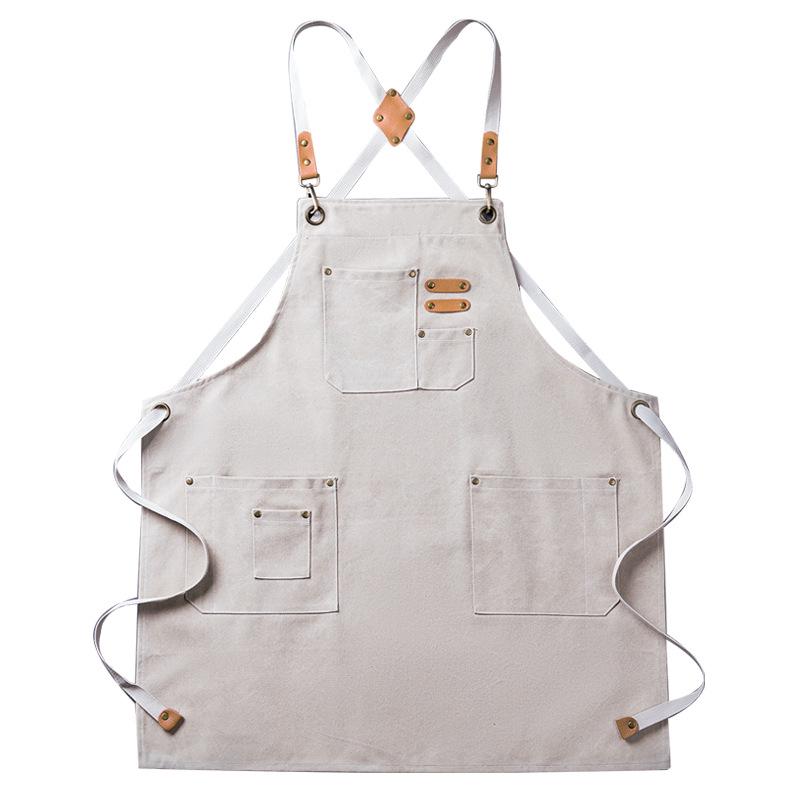 Thickened Waterproof Oil-resistant Canvas Apron for Kitchen, Restaurant, or Milk Tea Shop
