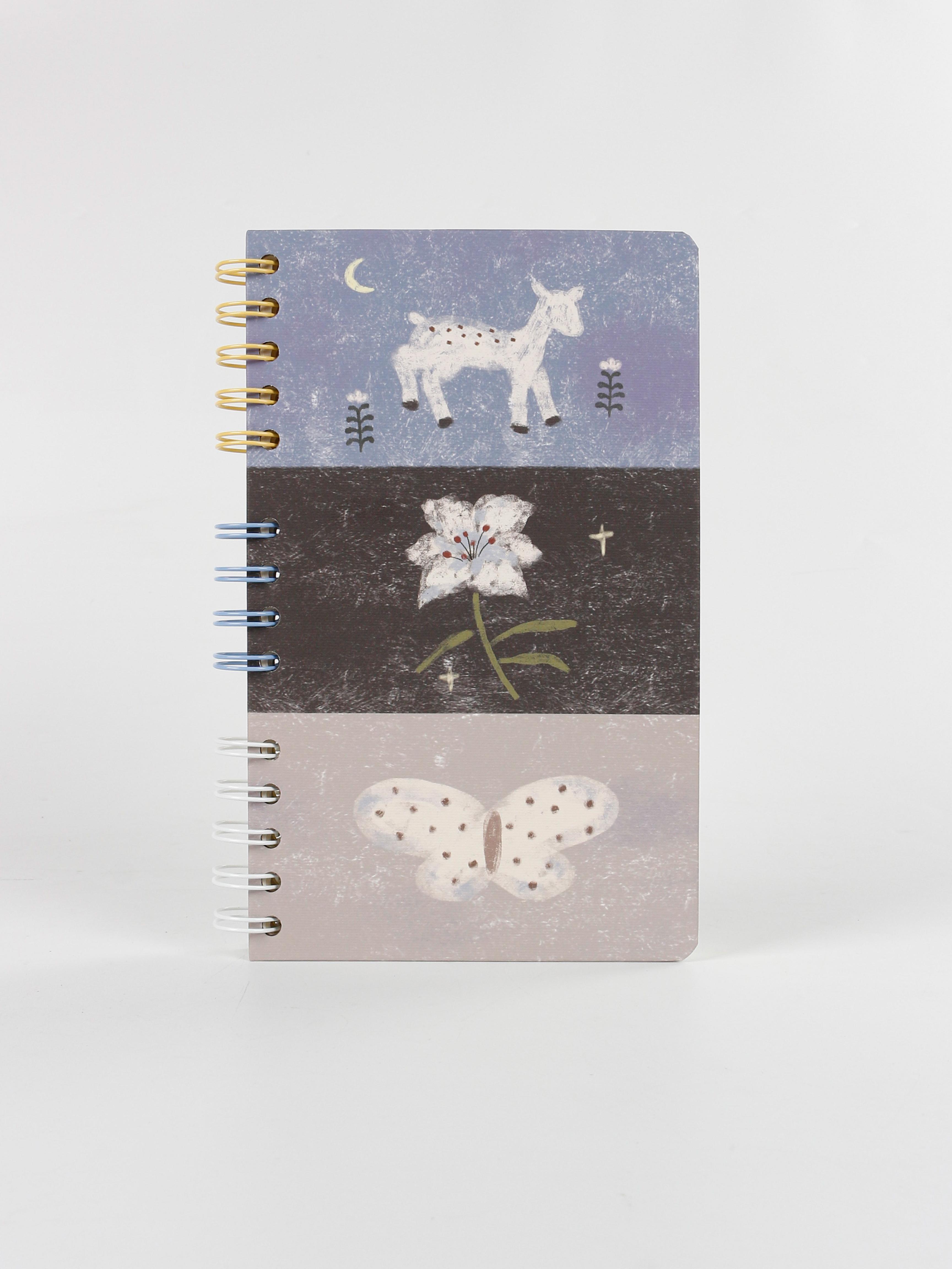 A5S Cute Animal Print Spiral Notebook Lined Paper Journal for Students & Office (Blue,200 Pages)
