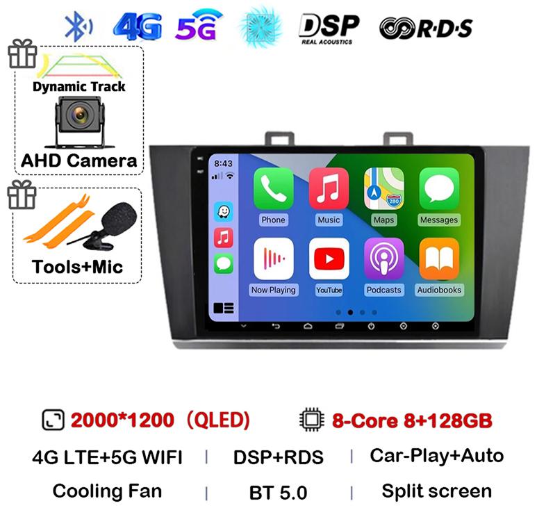 Android 14 Carplay Auto Car Radio For Subaru Outback Legacy 2014 2015 2016 2017 2018 Multimedia Player GPS 4G WIFI Stereo BT DSP