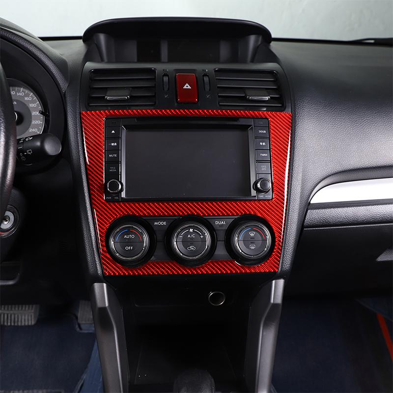 For Subaru Forester 2013-2018 Red Soft Carbon Fiber Interior Kit Dashboard Console Gear Shift Panel Decoration Trim Stickers