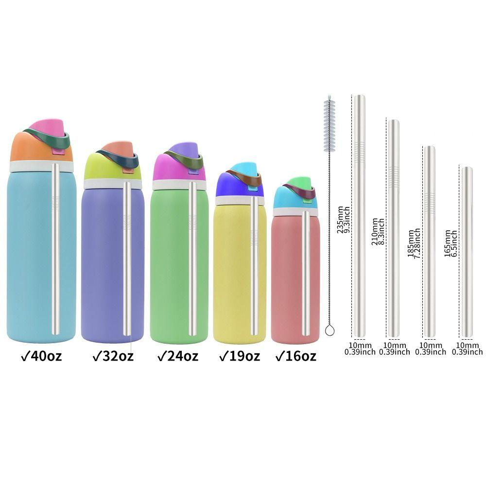 6Pcs/Set With Brush Stainless Steel Straw Cup Replacement Straw  for Owala 16oz 19oz 24oz 32oz 40oz