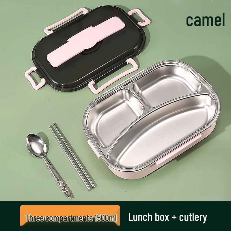 Large Stainless Steel Lunch Box with Lid and Soup Bowl, Insulated Meal Tray for Students and Office Workers