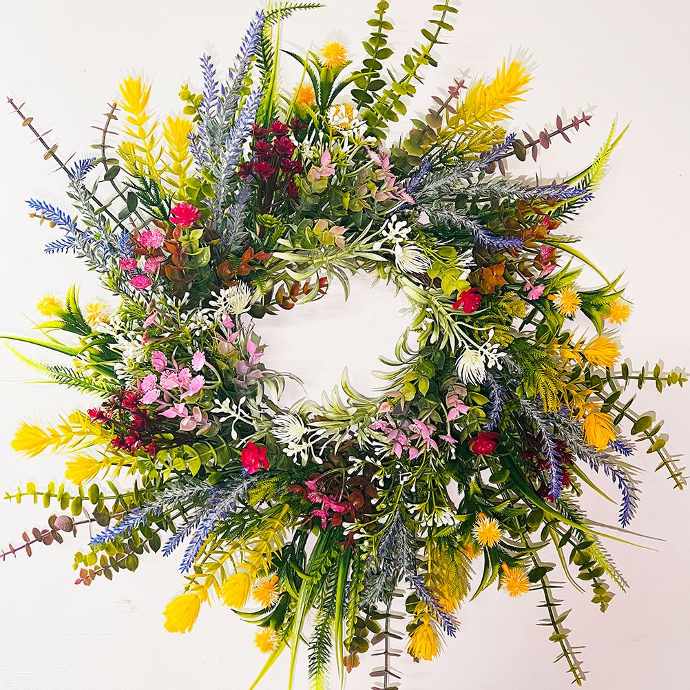 Spring Wildflowers Wreath for Front Door Dried Flower Artificial Wreath Hanging for Home Mall Wedding Decoration