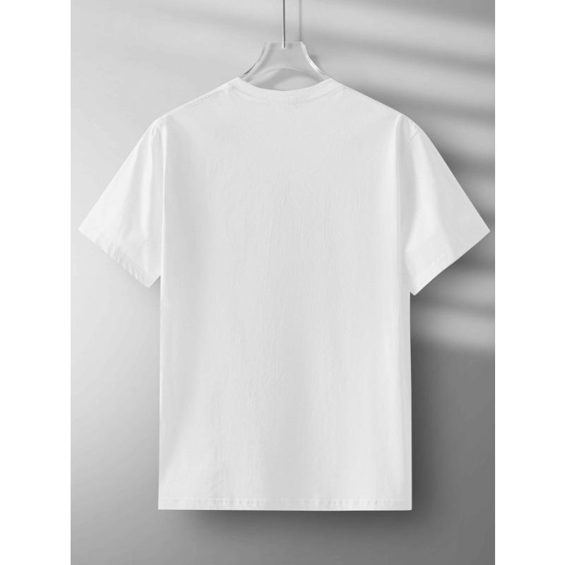 European sizes HERCULES with Bold H Men's Casual Short-sleeved Round Neck T-shirt, Micro-elastic Knitted Fabric, Printed T-shirt, Regular Fit
