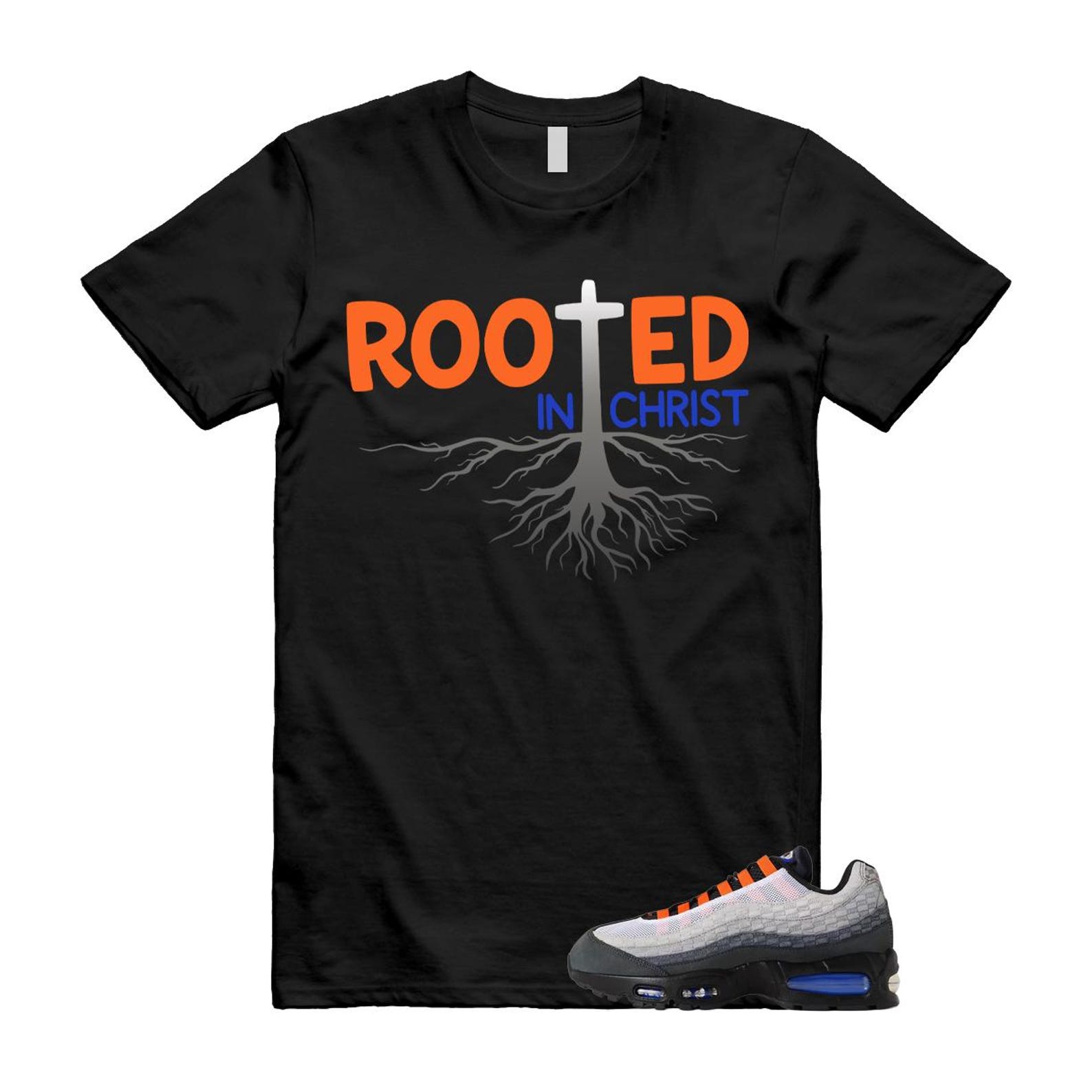 Air Max 95 BB Orange Blue Anthracite Dark Stadium Grey T Shirt Match ROOTED L