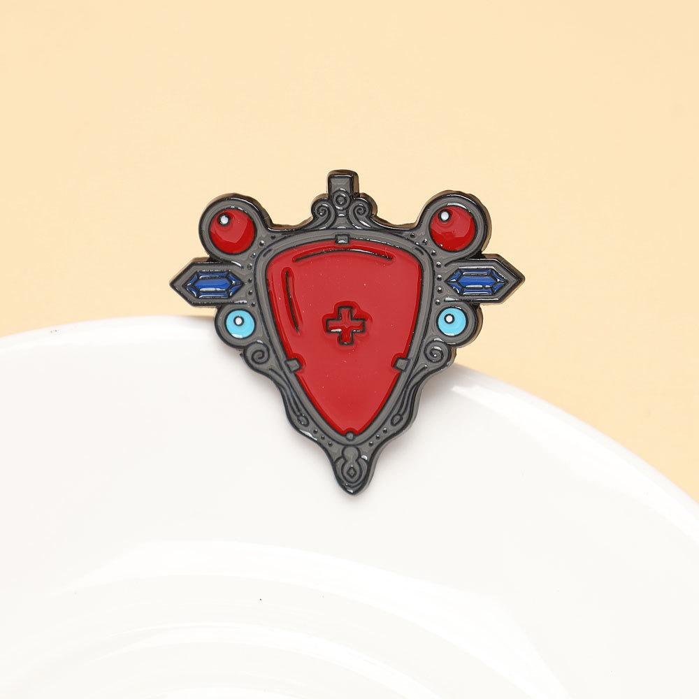Spilla Smaltata JOJOS Red Rock Anime Moda Collana Affascinante Accessori Cosplay Spilla Collana da Uomo e Donna Regali per Fan