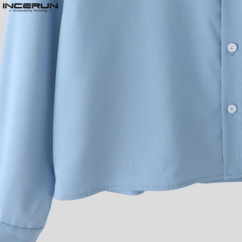INCERUN Plus Size Men Lapel Long Sleeve Button Down Casual Loose Office Shirts
