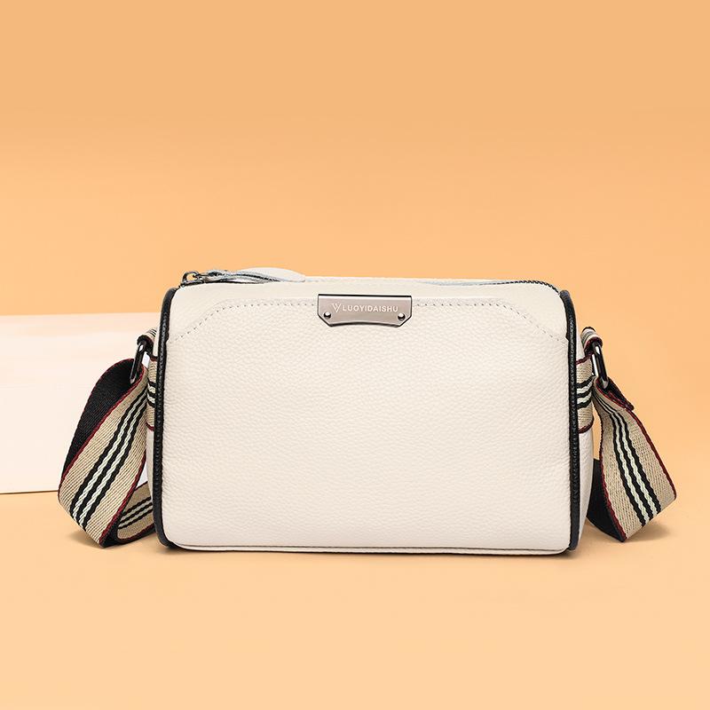 Leather Niche Bag, Fashionable Cowhide Small Square Bag, Color-blocking Casual Single-shoulder Crossbody Bag