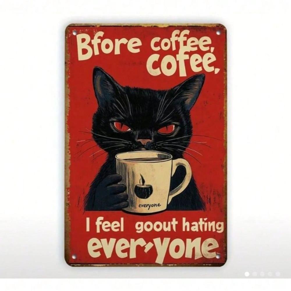 Vintage Black Cat Metal Poster Wall Art Bar Gift