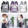 See Through Clear PVC Backpack Transparent Bookbag for Work Concert Security Travel 2 Mesh Side Pockets