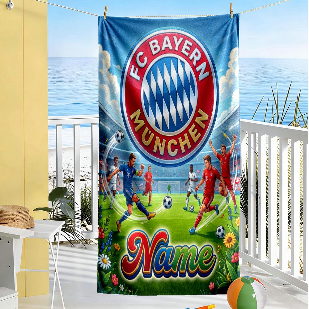 Bayern Munich Soccer Jersey Customized Name Beach Towel Soft Durable Quick-Dry Portable for SwimmingBeachCamping Travel Beach AccessoriesGym