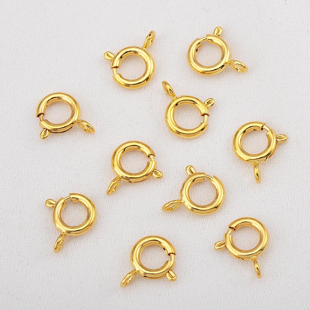 

10/20pcs 18K Gold Plated Circle Spring Clasps End Connectors For Jewelry Making Supplies DIY Necklace Clasps Accessories 10pcs