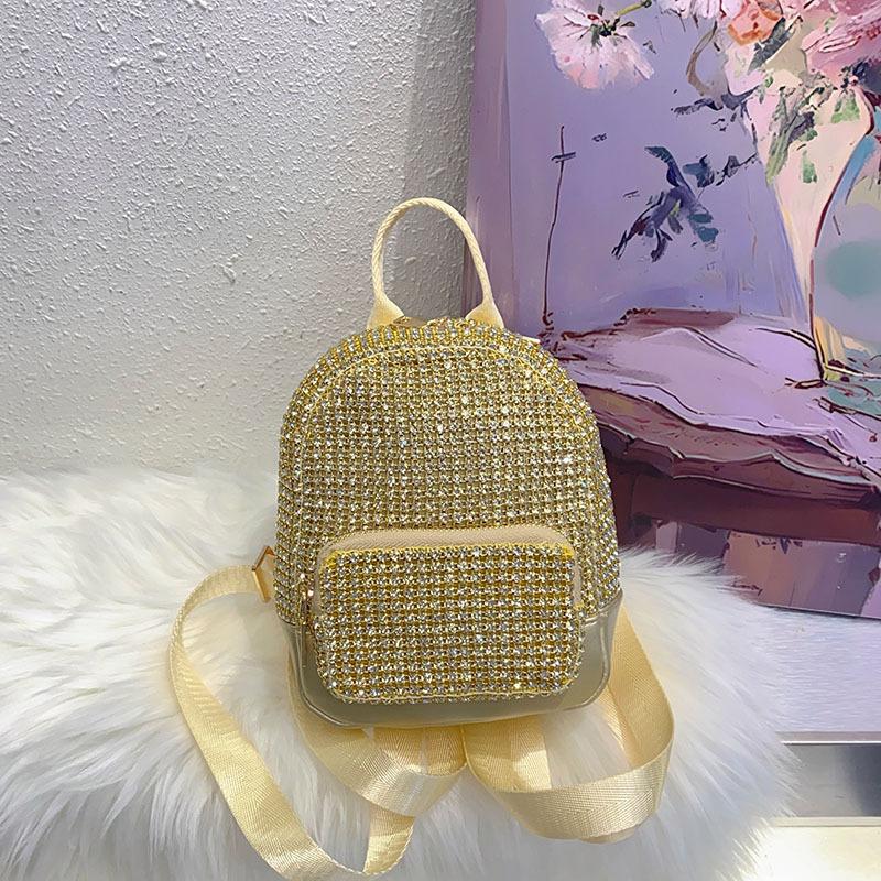Exquisite and shiny handmade diamond inlaid high-end backpack, trendy campus style casual backpack, crossbody women's bag