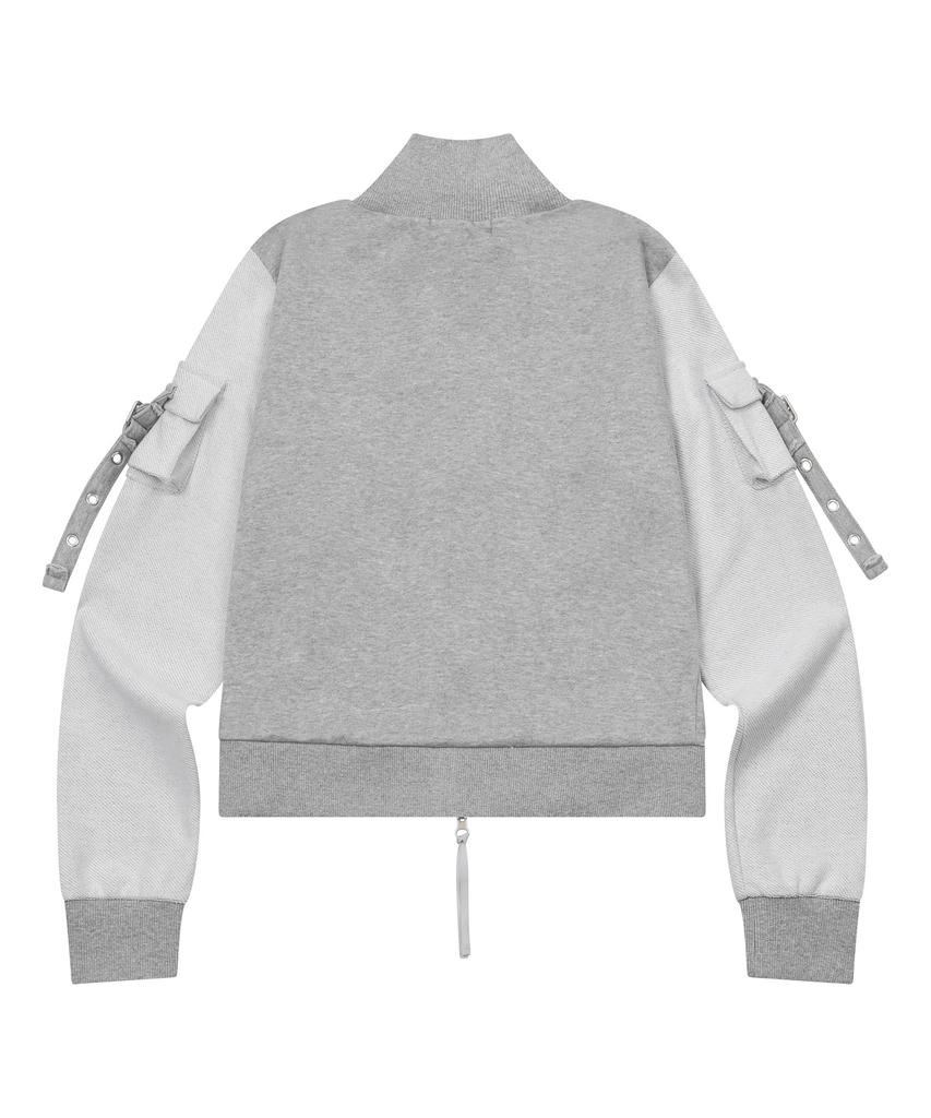 MUCENT Tove Metal Logo Heart Patch High-Neck Zip-Up Sweatshirt (2 Colors)