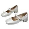 Fashion casual French pearl with flat Mary Jane shoes women's 2025 summer wear versatile thick heel single shoes