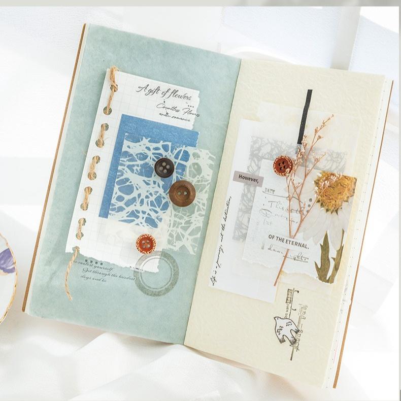 50 Sheets of Sumi Small Book Series Small Bean Book Decoration Base Collage Retro Handbook Handbook Collage Material Card Paper