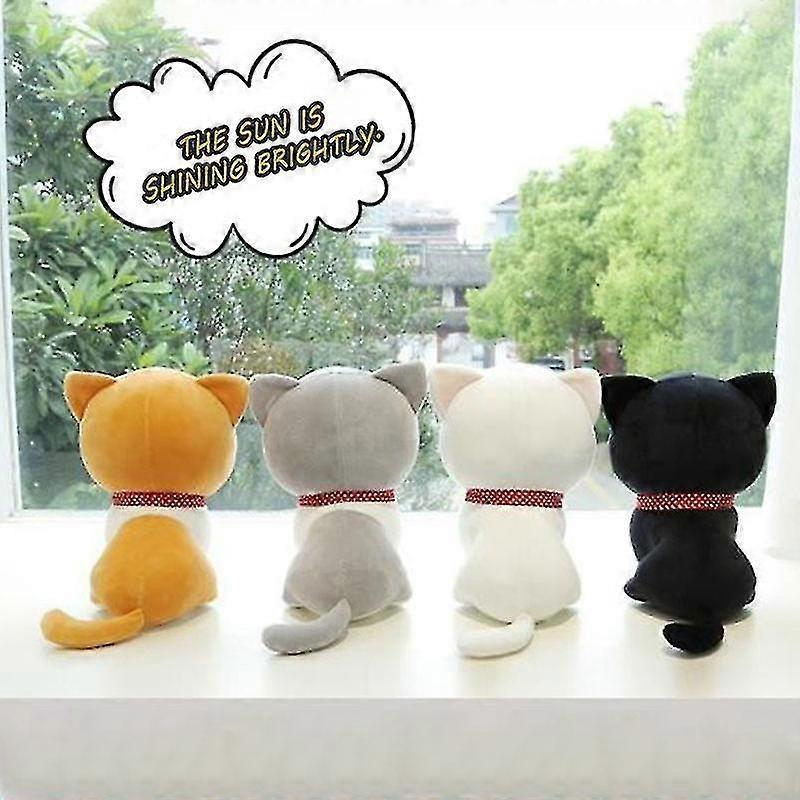 Cartoon Cat Plush Doll Cute Stuffed Kitten Rag Toy Elastic Soft Sofa Cushion Bedside Gift For White Cat- Aespa