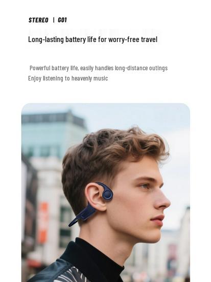 G01 Bone Conduction Wireless Headphones: Sweatproof, Open-Ear Design with Ultra-Long Battery for Running & Calls.