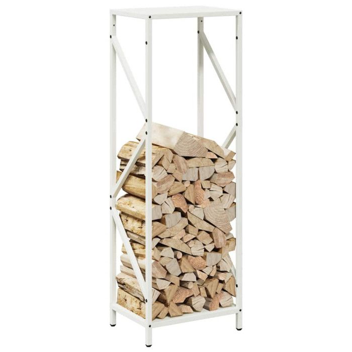 VidaXL Portant de bois chauffage blanc 34x25x100 cm, support à bûches de cheminée, support à bûches, support à bûches, 864324